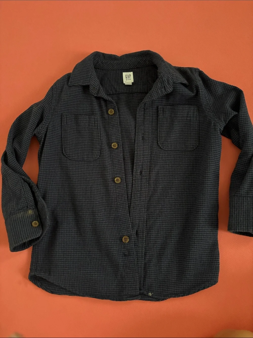 GAP Boys Dark Navy Textured Button-Down Shirt